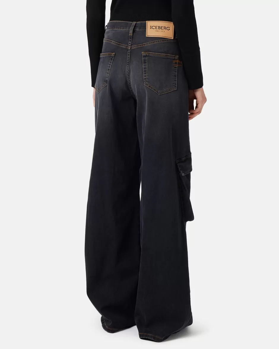 Fashion 5 Pocket Trousers In Black Denim Women Trousers