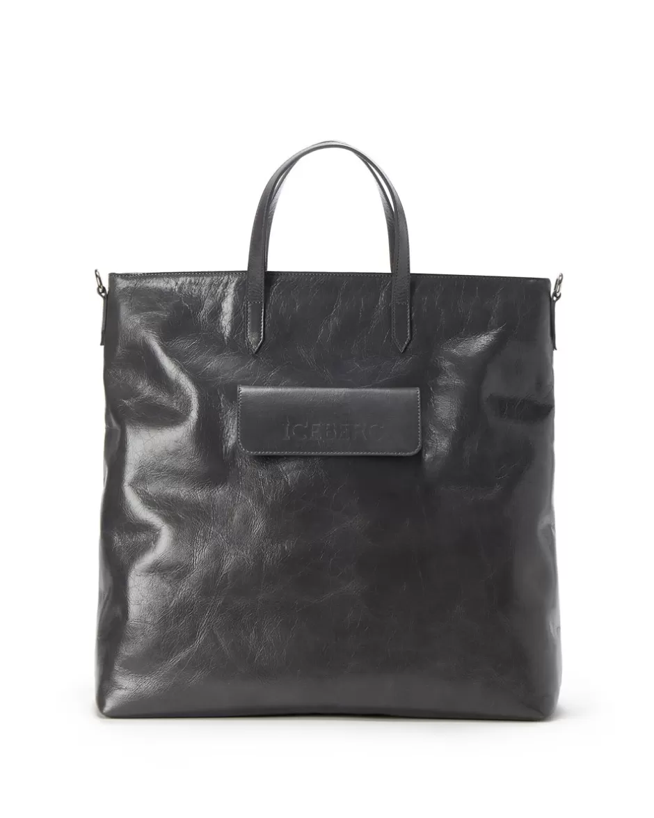 Cheap Alias Leather Shopper Bag With Pocket Closure And Logo Women Bags And Belts