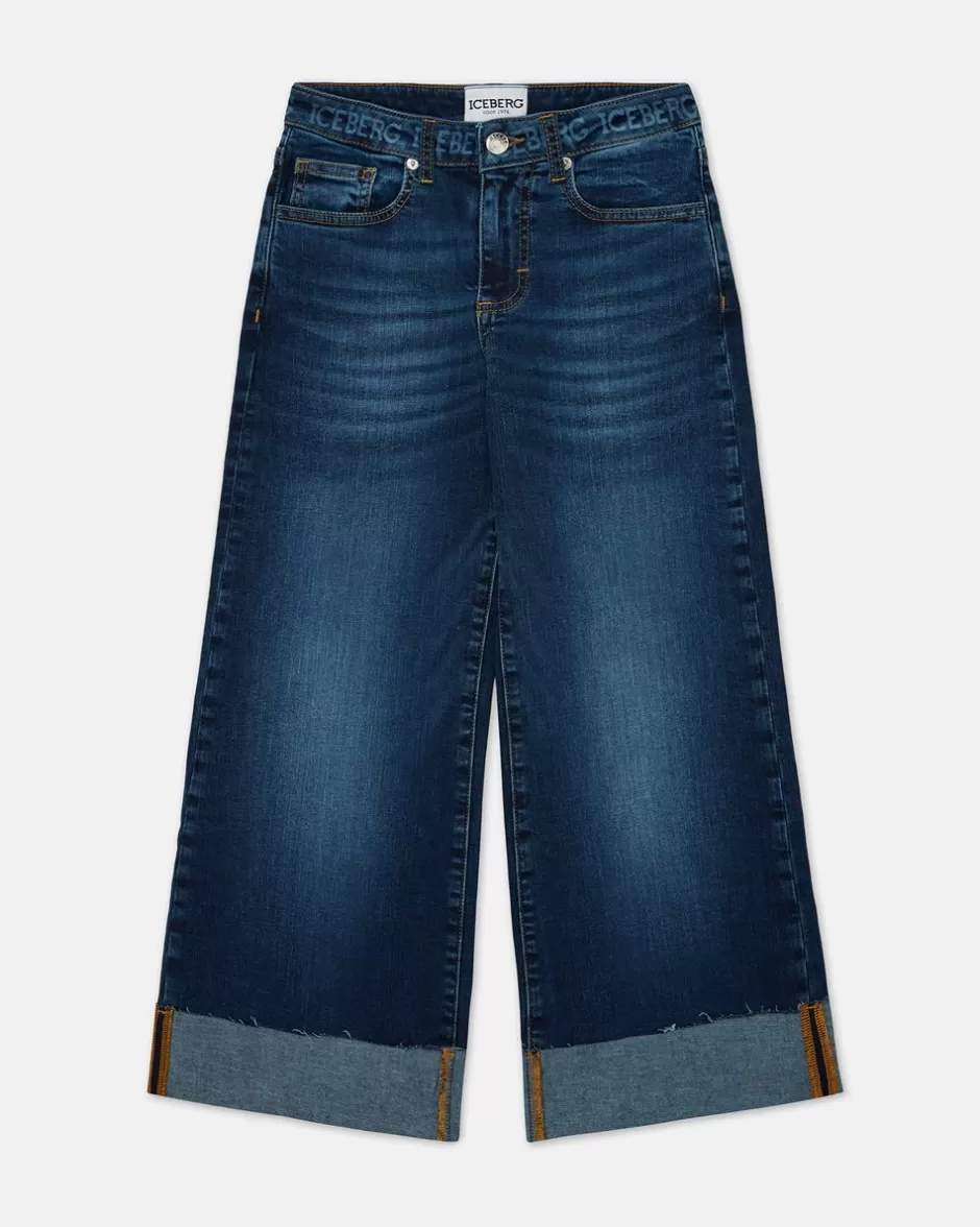 Outlet Baggy Culotte Blue Jeans Kids Girl Fw24