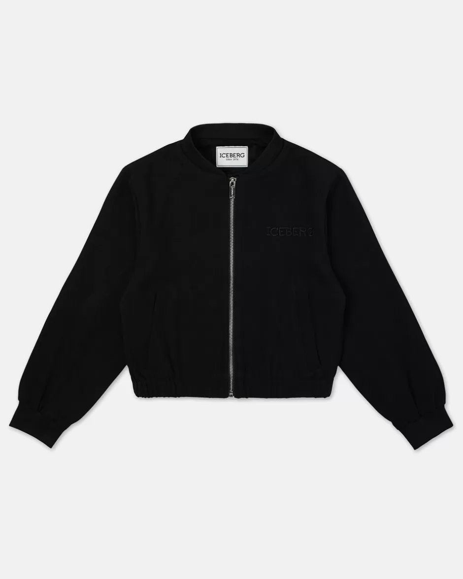 Best Sale Black College Bomber Jacket Kids Girl Fw24