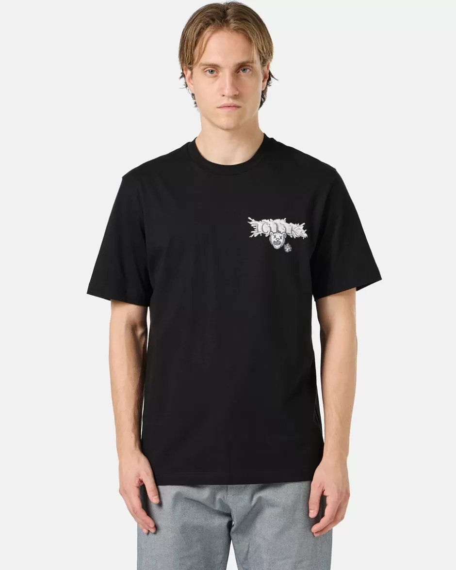Fashion Black Cotton Jersey T-shirt With Splash And Bear Logo Print On The Heart T-Shirts And Polo