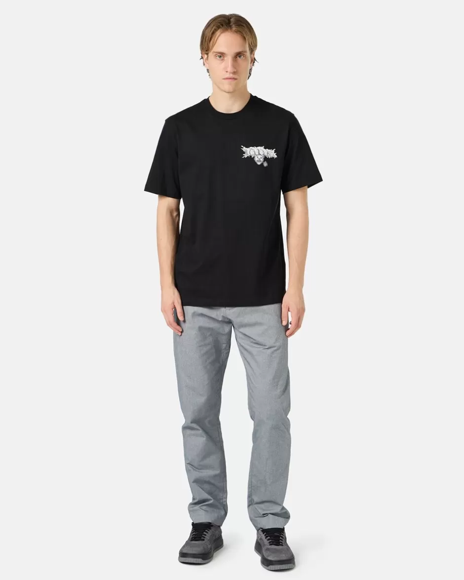 Fashion Black Cotton Jersey T-shirt With Splash And Bear Logo Print On The Heart T-Shirts And Polo