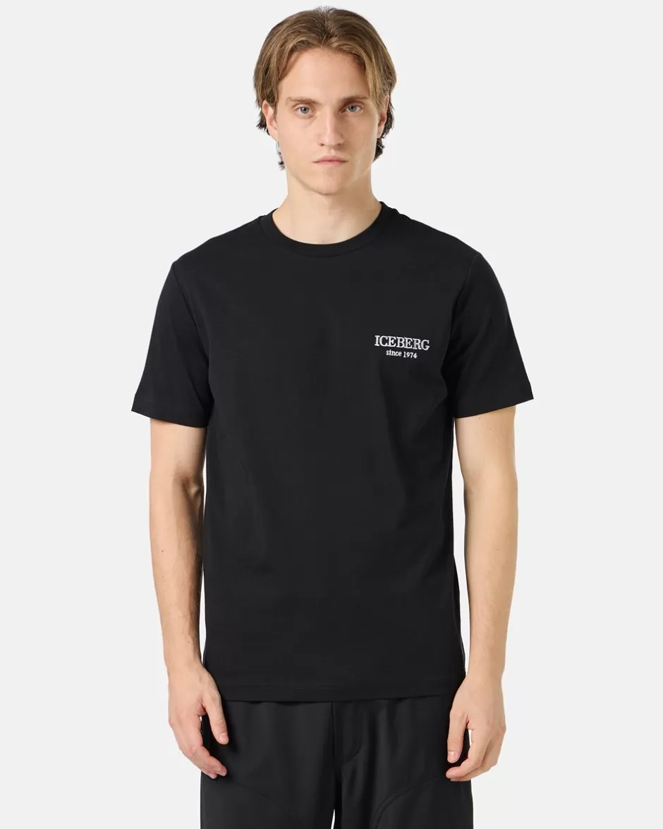 Cheap Black Crewneck Sweatshirt With Embroidered Logo T-Shirts And Polo