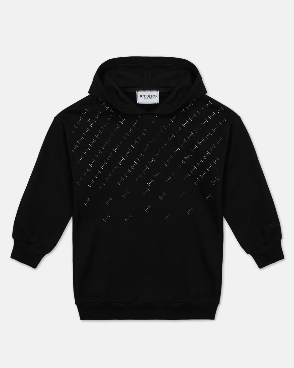 Best Black Hoodie With Studs Kids Girl Fw24