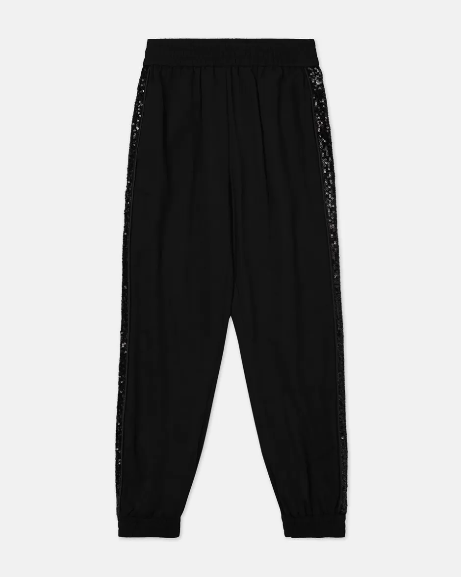 New Black Jogger-style Trousers With Sequins Kids Girl Fw24