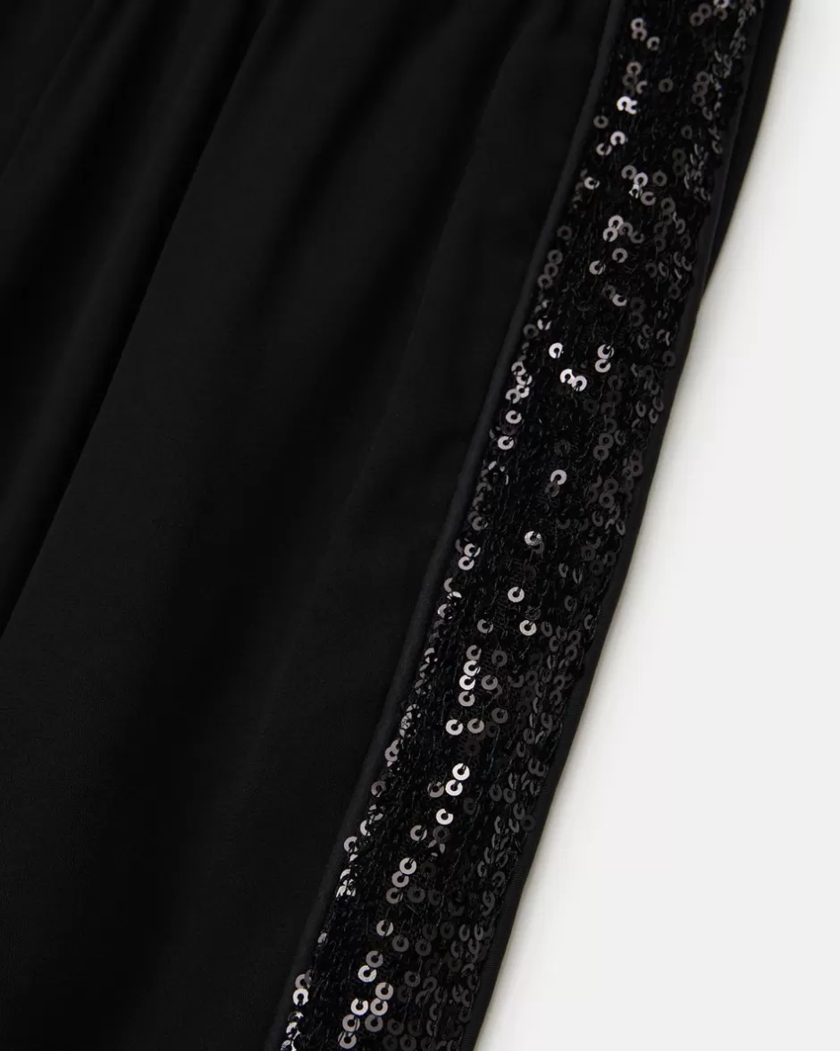 New Black Jogger-style Trousers With Sequins Kids Girl Fw24