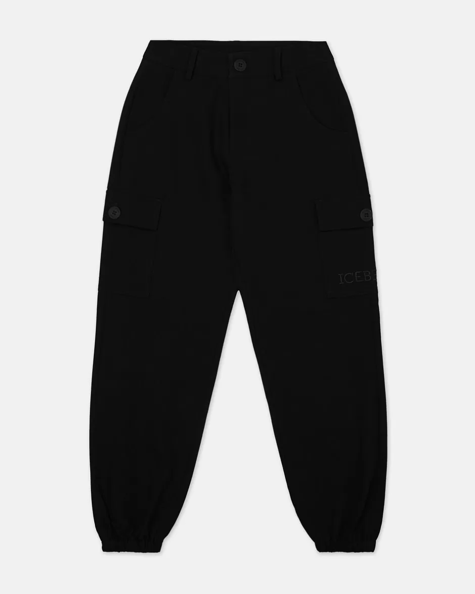 Online Black Jogger-style Trousers With Side Pocket And Logo Kids Girl Fw24