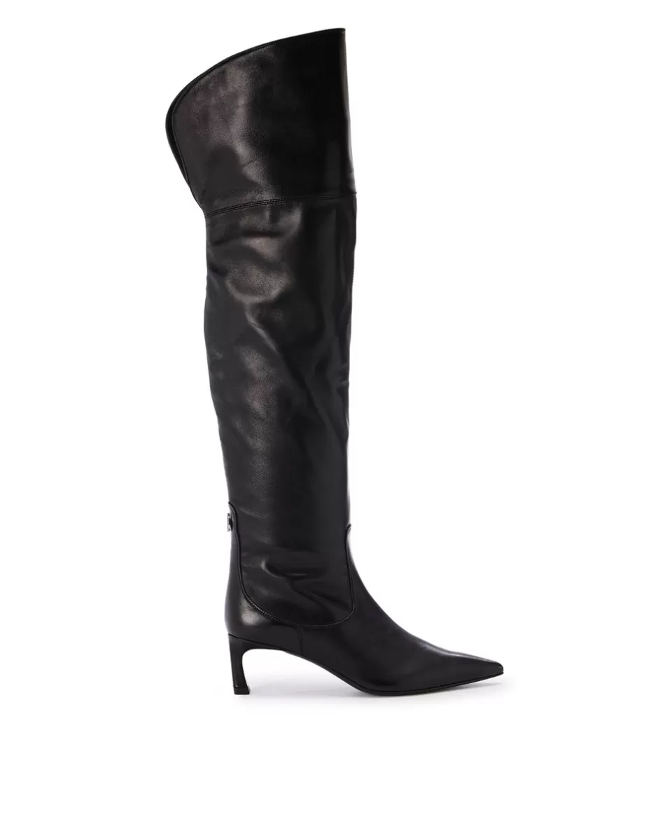 Flash Sale Black Leather Thigh-high Boots Women Shoes