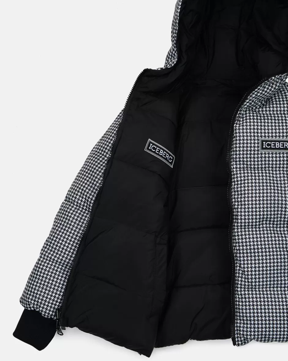 Outlet Black Quilted Jacket With Hood And Logo Kids/BOY Boy Fw24