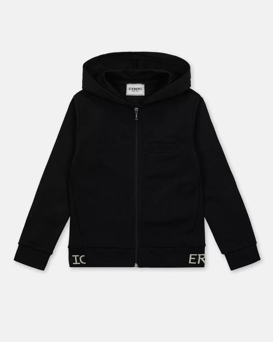 Cheap Black Sweatshirt With Hood And Junior Collection Zip Kids/BOY Boy Fw24