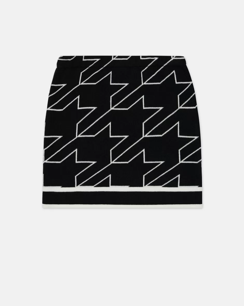 Fashion Black Wool Miniskirt With Houndstooth Pattern Kids Girl Fw24