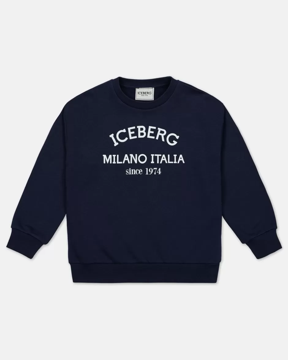 Discount Blu Crewneck Sweatshirt With Logo Kids/BOY Boy Fw24