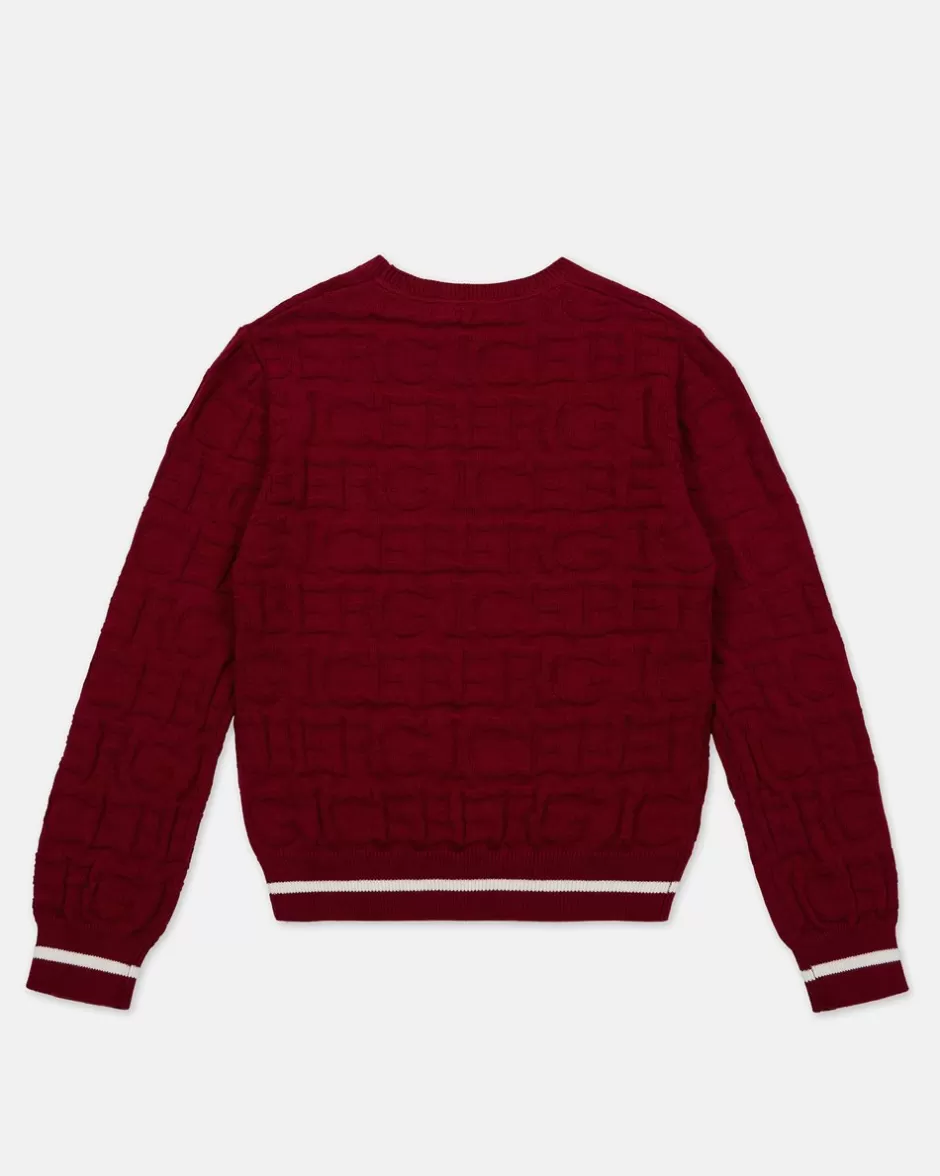 Best Sale Burgundy Solid Color Crew Neck Sweater Kids/BOY Boy Fw24