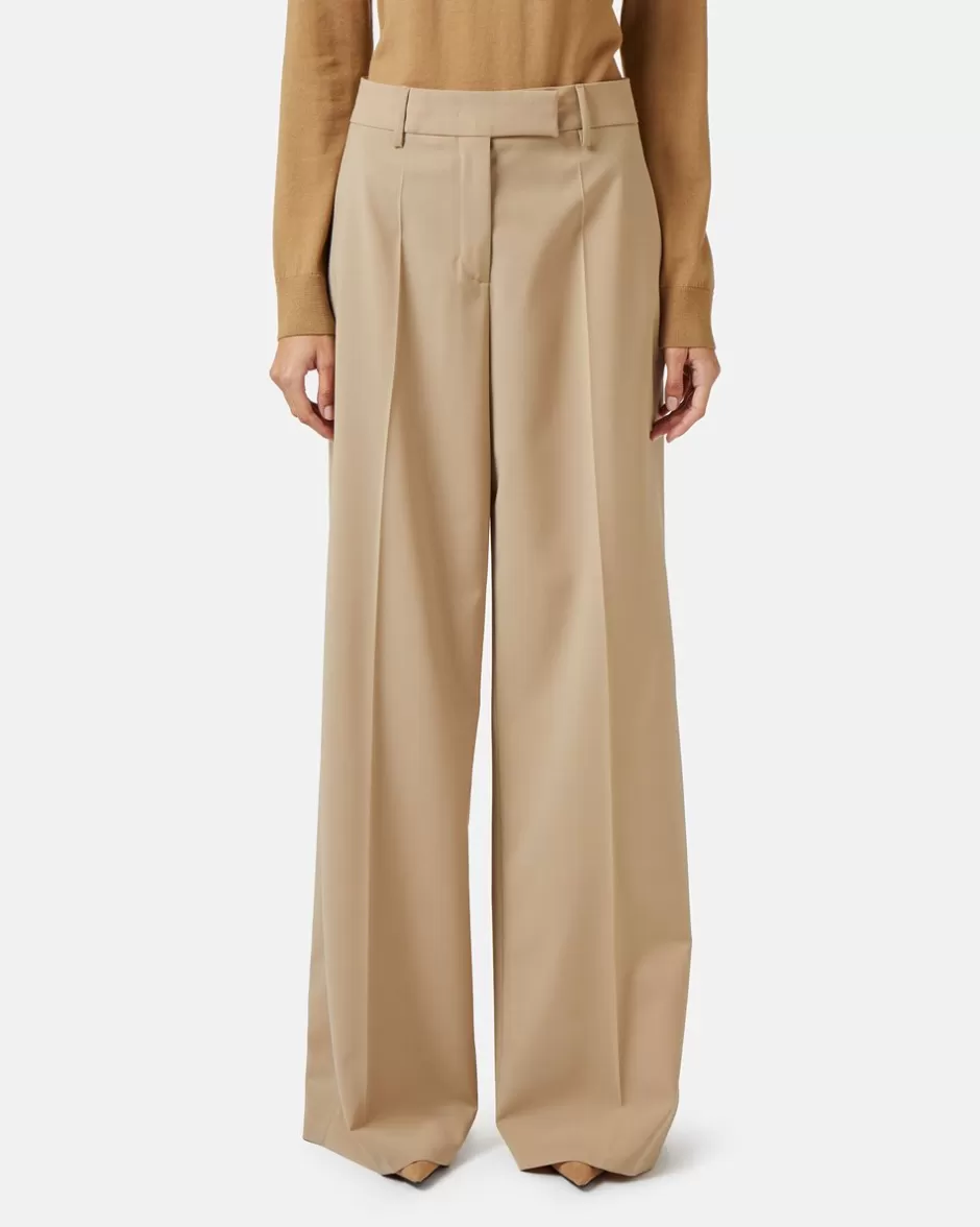 Outlet Chinos Trousers In Light Wool Women Trousers