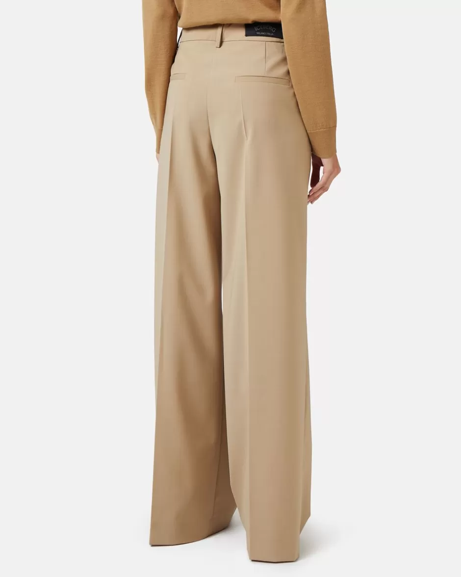 Outlet Chinos Trousers In Light Wool Women Trousers