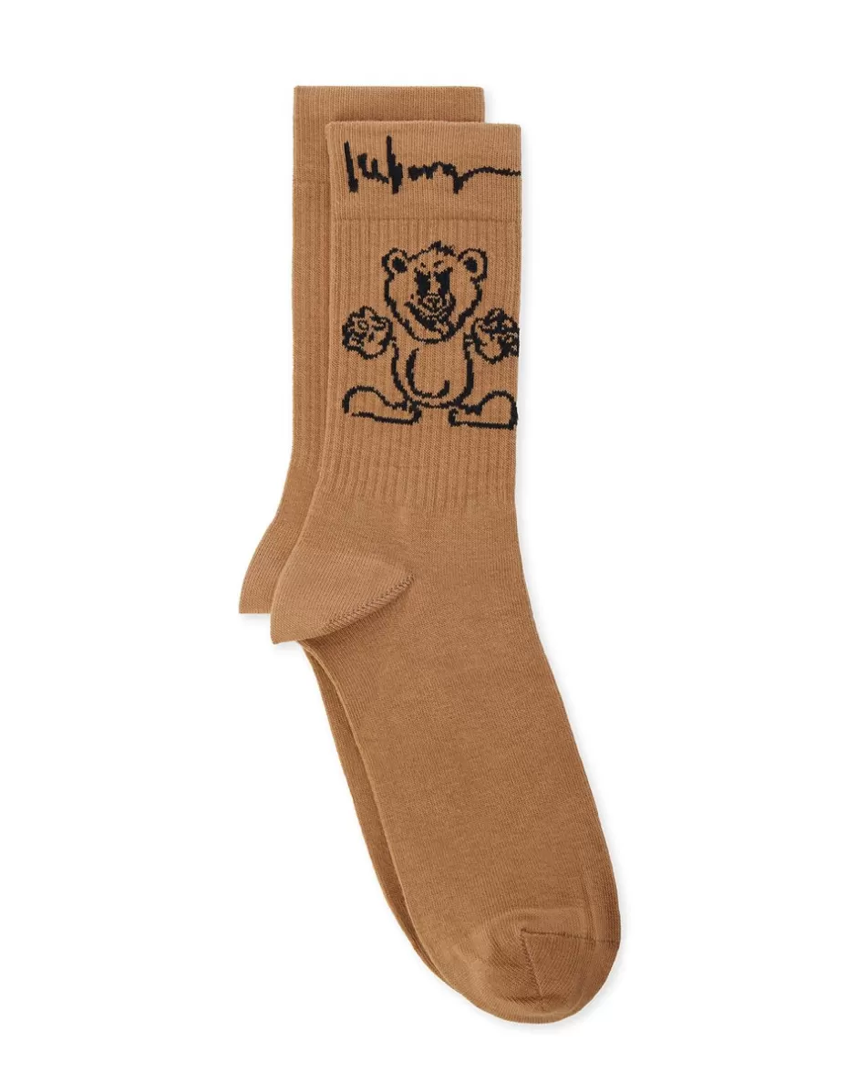 Store Cotton Sock With Bear Logo And Graphics Socks