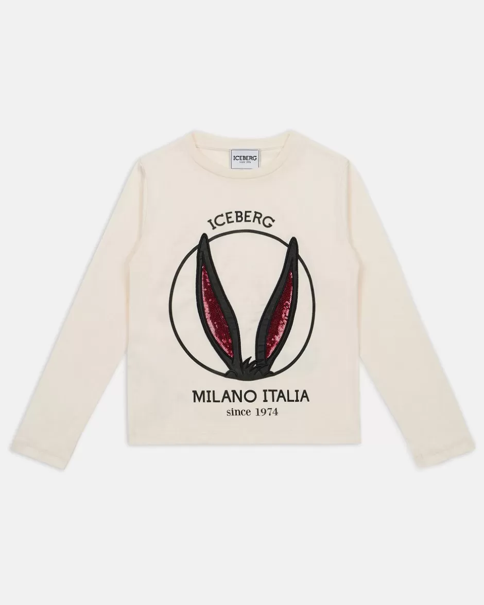 Best Cream Crewneck Sweatshirt With Looney Tunes Graphics And Logo Kids Girl Fw24