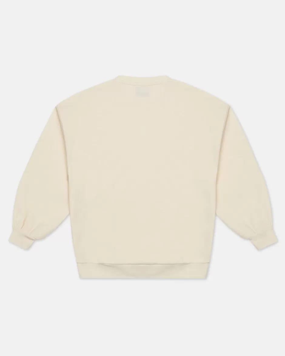 Best Sale Cream-colored Crewneck Sweatshirt With Logo Kids Girl Fw24