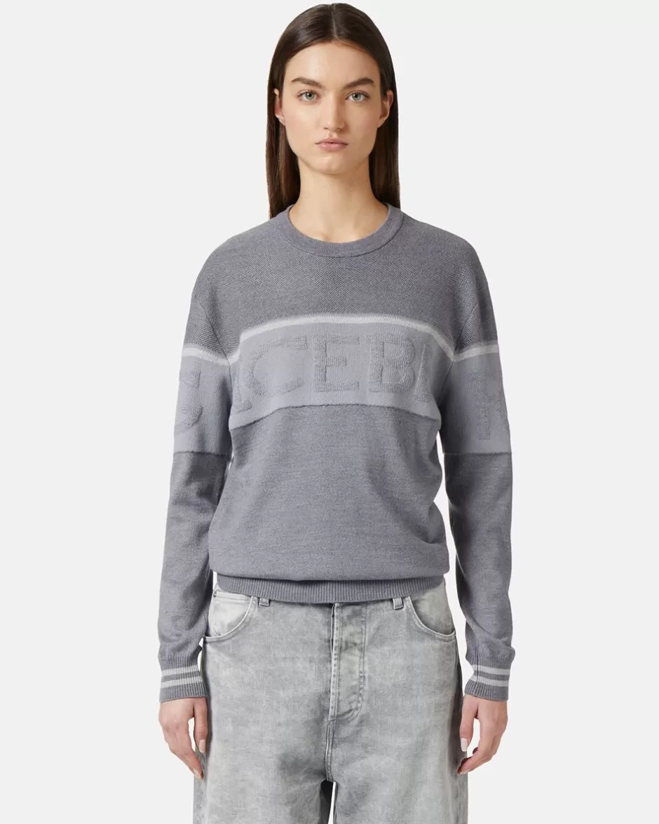 Shop Crew-neck Sweater In Merino Wool Women Knitwear