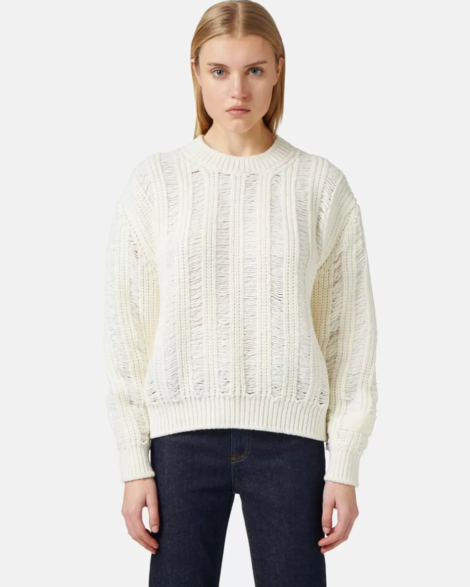 Shop Crew-neck Sweater In Mouliné Nylon Wool Women Knitwear