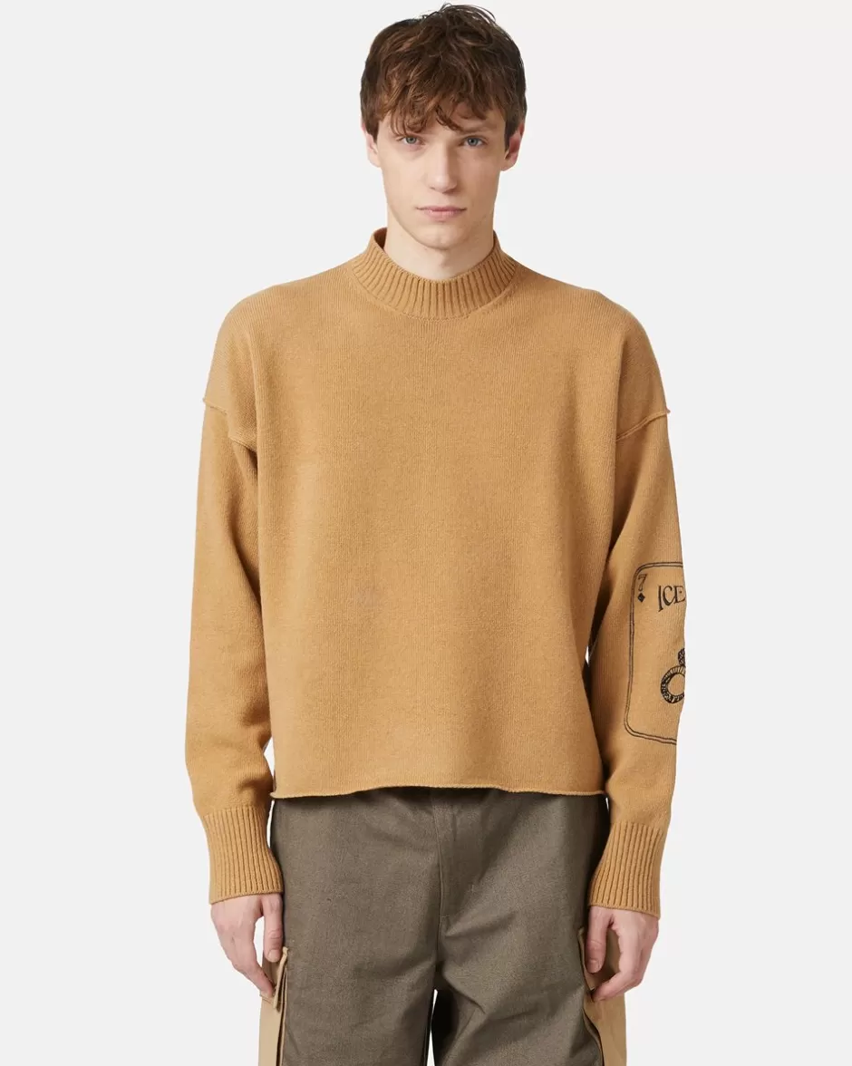 Fashion Crew-neck Sweater With Embroidered Logo Knitwear