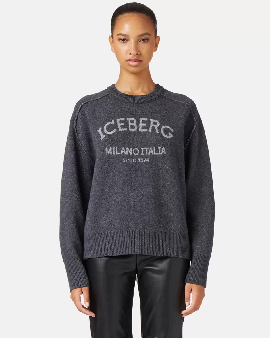 Best Sale Crew-neck Sweater With Logo Women Knitwear