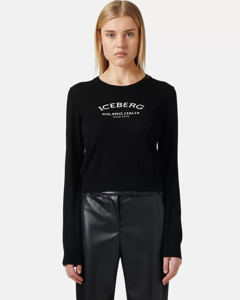 Discount Crew-neck Sweater With Logo Women Knitwear