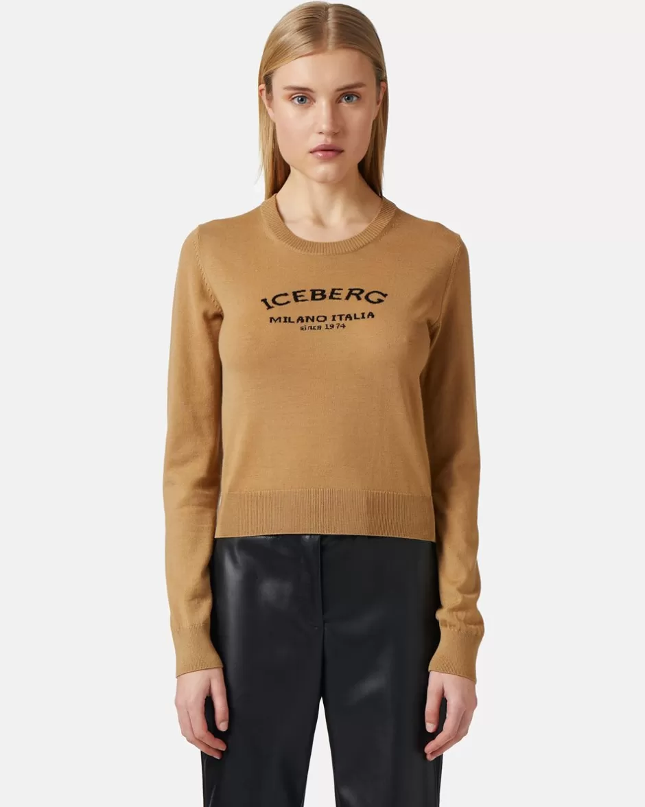 Sale Crew-neck Sweater With Logo Women Knitwear