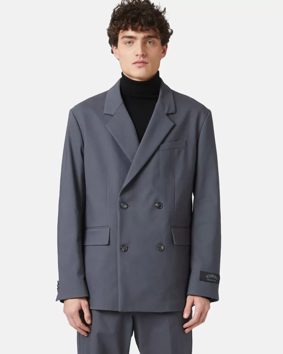 Online Double-breasted Jacket In Double Stretch Fabric Outerwear