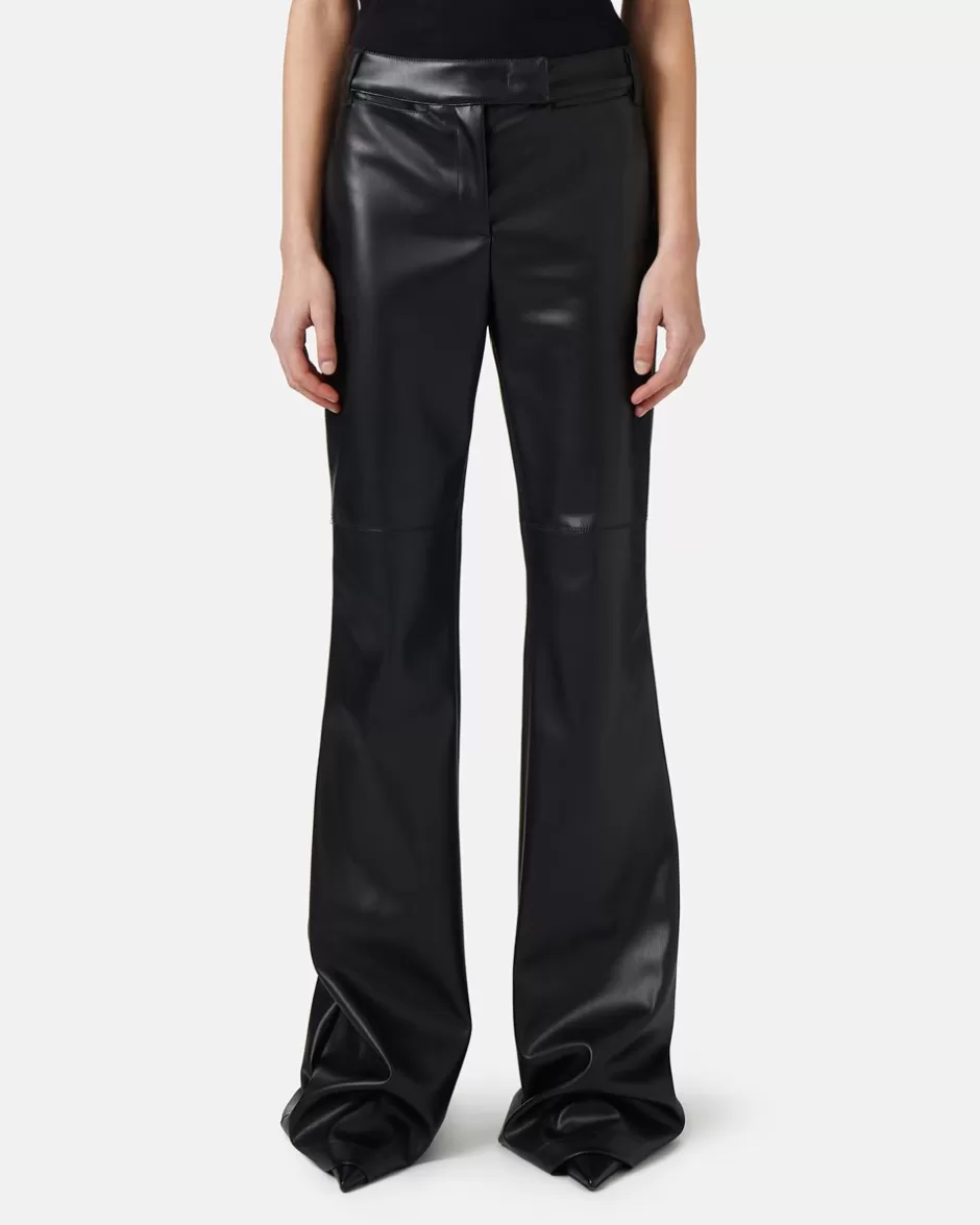 Clearance Flare Fit Trousers In Faux Leather Women Trousers