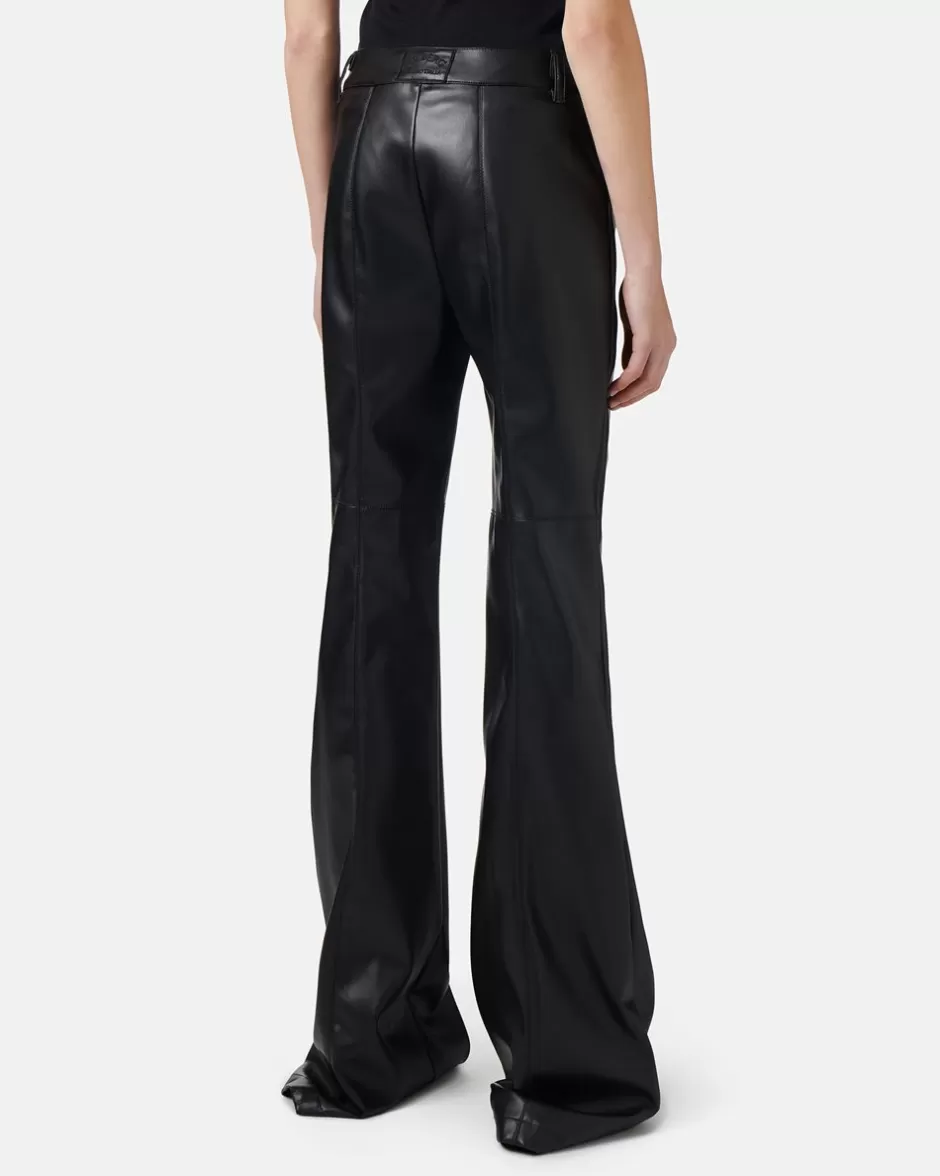 Clearance Flare Fit Trousers In Faux Leather Women Trousers