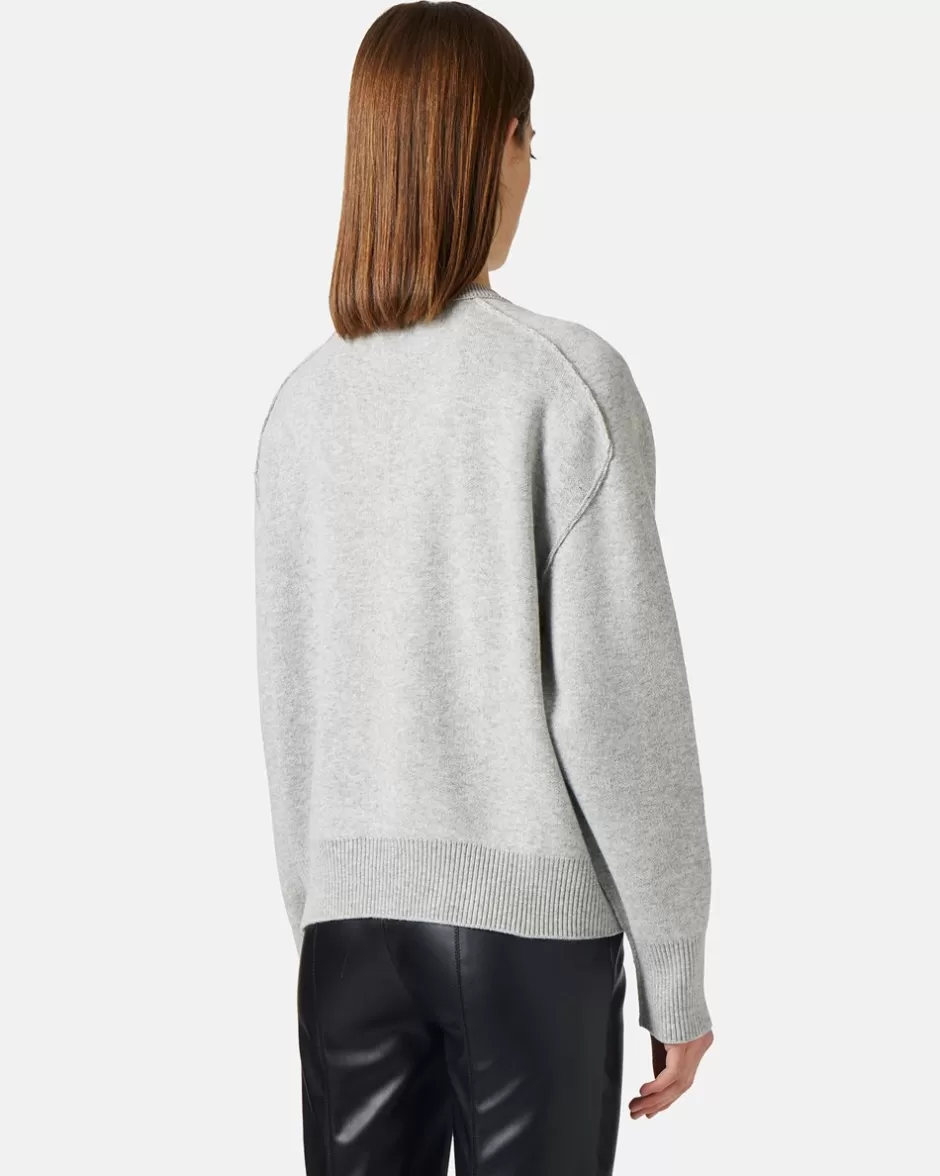 Flash Sale Gray Crew-neck Sweater With Logo Women Knitwear