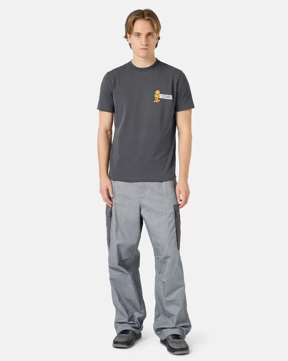Online Grey Slim-fit T-shirt In Sustainable Stretch Jersey With Garfield Print And Logo T-Shirts And Polo