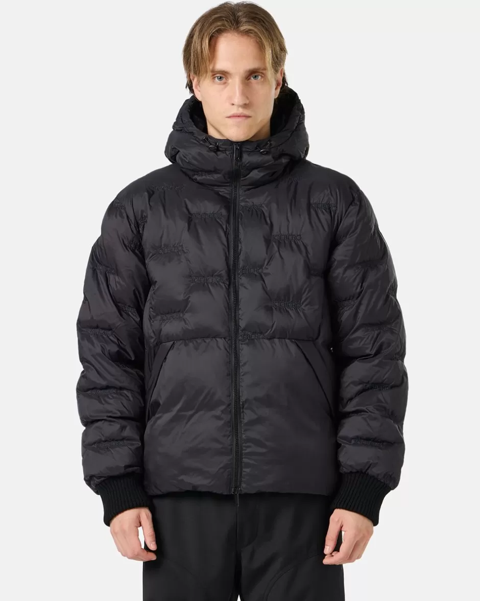 Cheap Imitation Down Nylon Jacket With Allover Embroidery And Central Zip Outerwear
