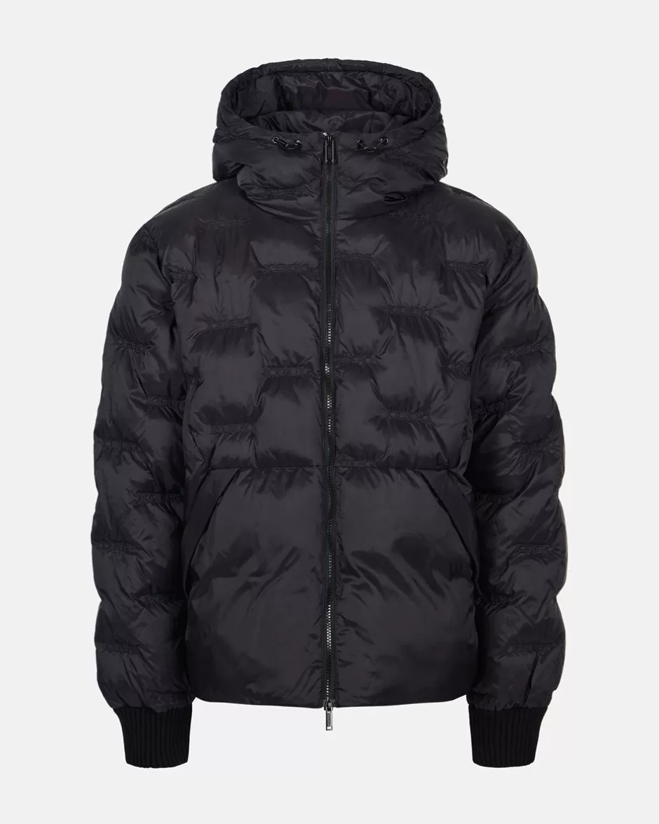 Cheap Imitation Down Nylon Jacket With Allover Embroidery And Central Zip Outerwear