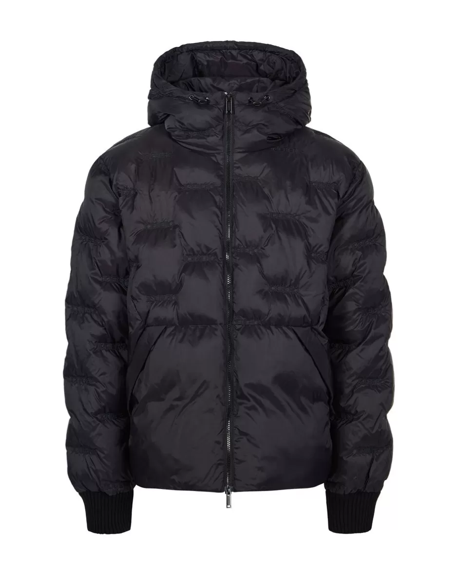 Cheap Imitation Down Nylon Jacket With Allover Embroidery And Central Zip Outerwear