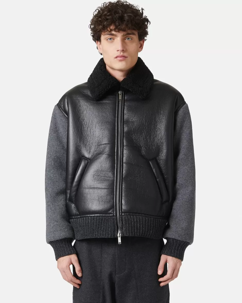 Cheap Jacket In Eco-sheepskin And Knit Outerwear