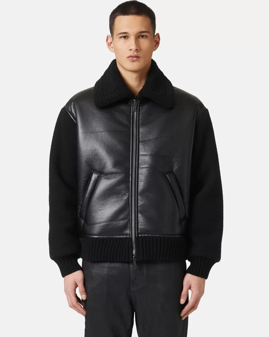 Online Jacket In Eco-sheepskin And Knit Outerwear