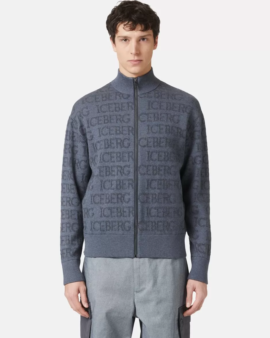 Cheap Jacquard Knit Bomber Jacket Outerwear | Knitwear