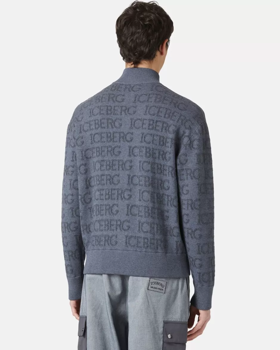 Cheap Jacquard Knit Bomber Jacket Outerwear | Knitwear