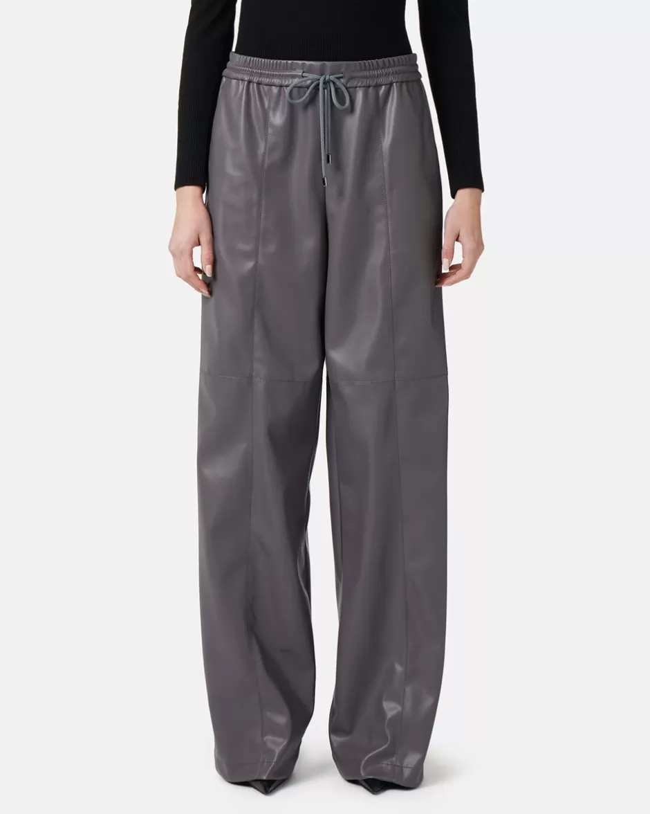 Outlet Joggers Fit Trousers In Faux Leather Women Trousers