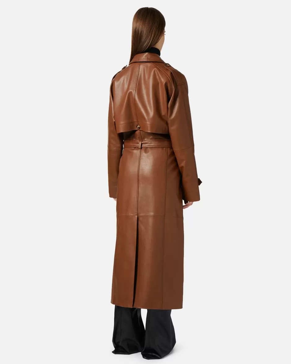 Discount Long Leather Coat Women Outerwear