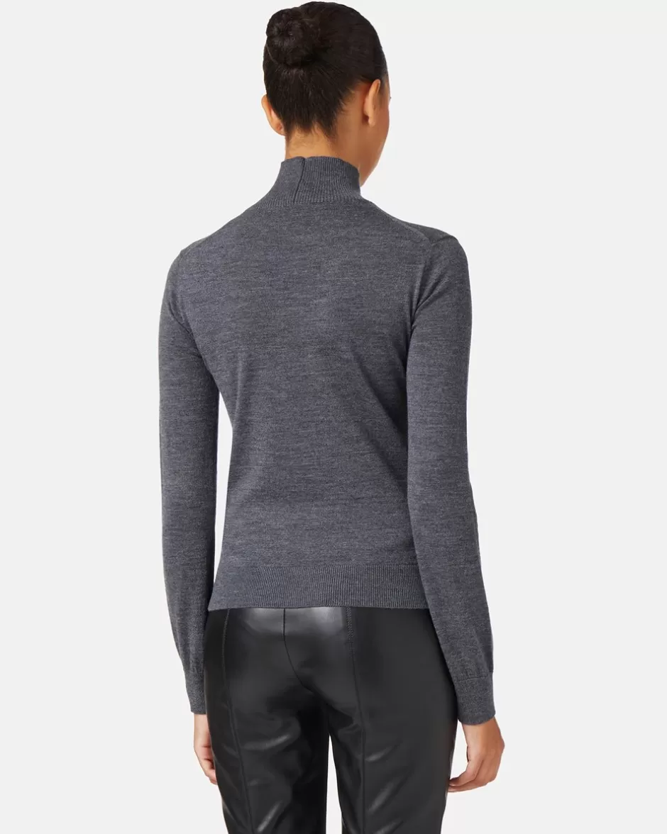 New Merino Mock-neck Sweater Women Knitwear