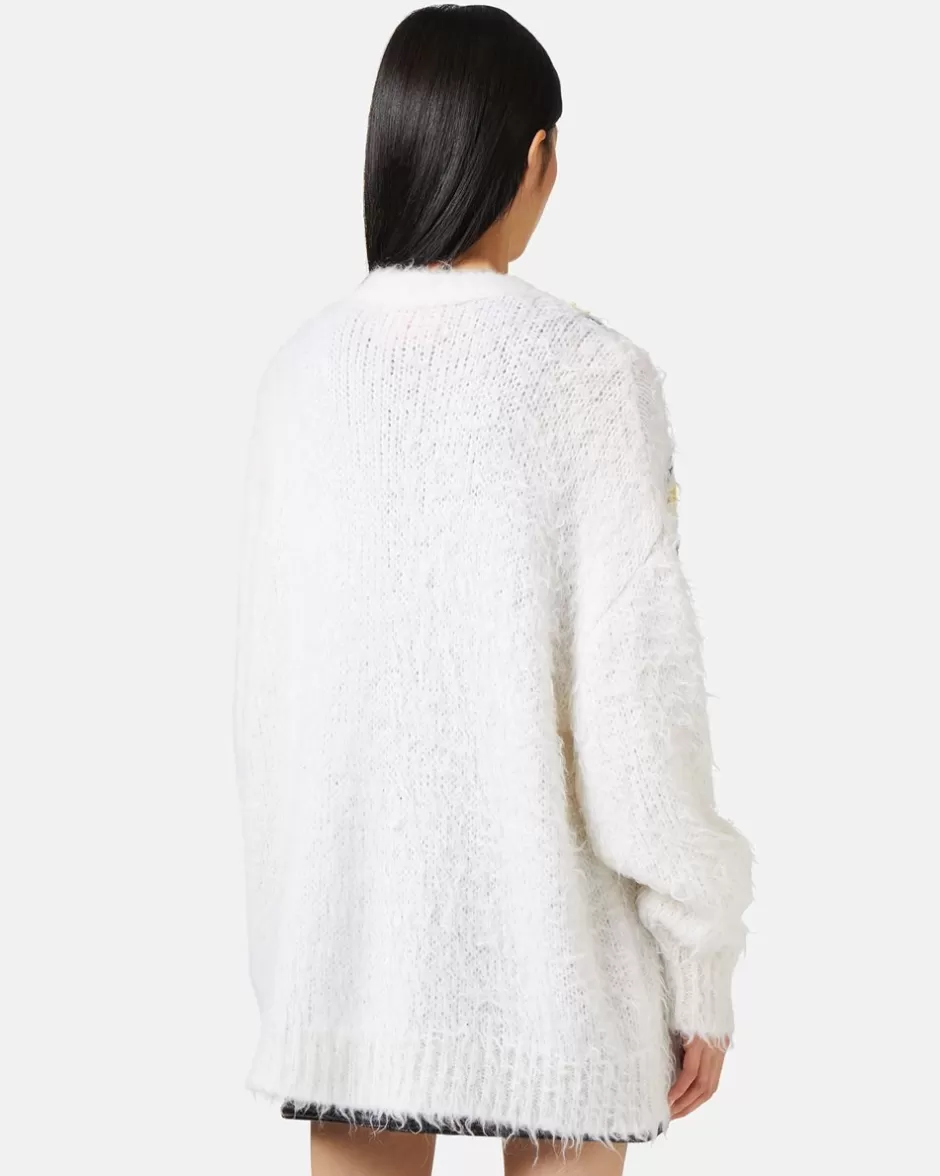 Store Mohair Cardigan With Multicolor Check Inlay Women Outerwear | Knitwear