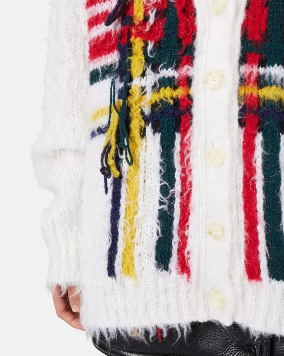 Store Mohair Cardigan With Multicolor Check Inlay Women Outerwear | Knitwear