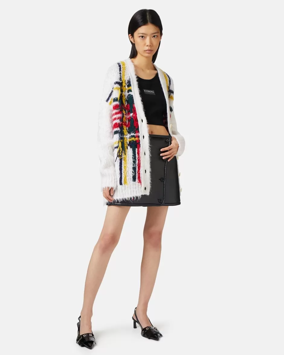 Store Mohair Cardigan With Multicolor Check Inlay Women Outerwear | Knitwear