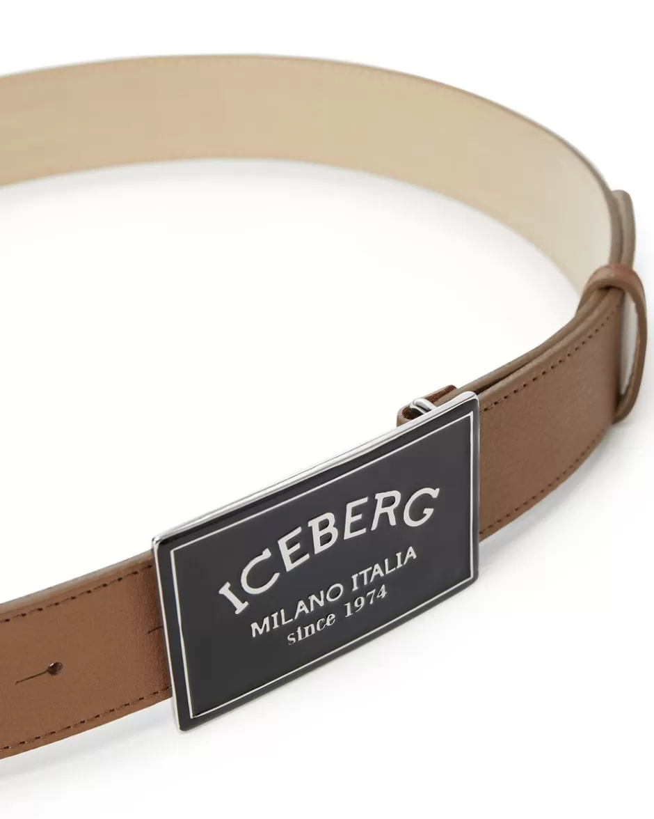 Outlet Nappa Leather Belt With ICB Milano Italia Buckle Bags And Belt