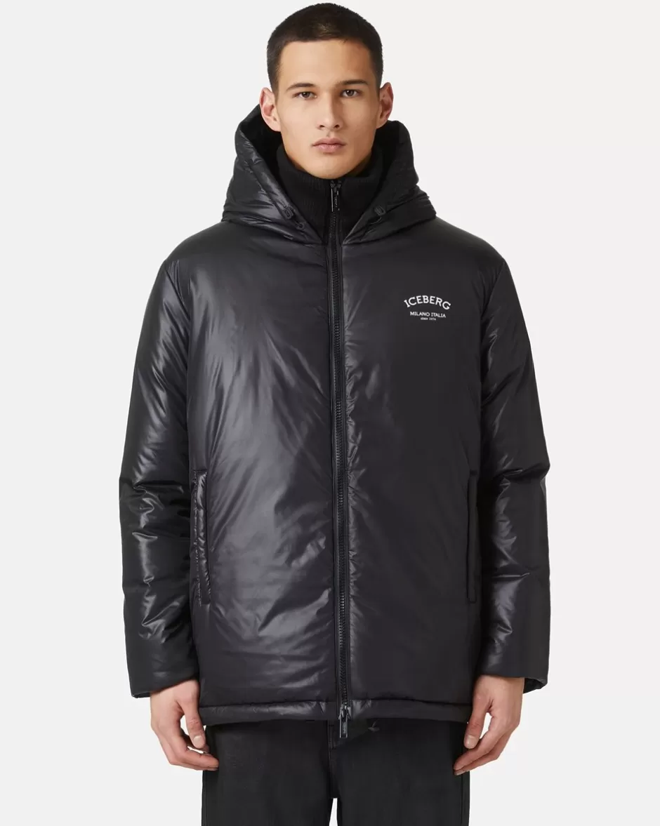 Store Nylon Down Jacket With Logo Outerwear