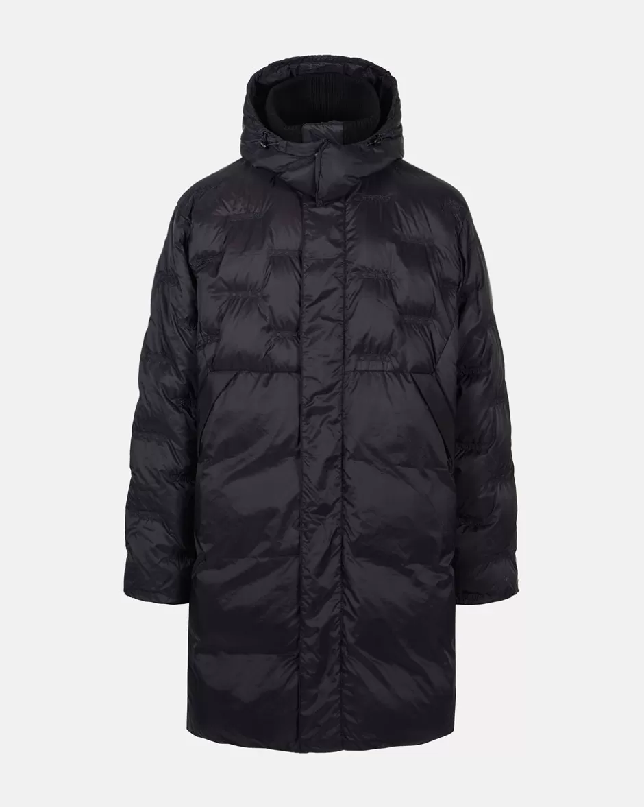 Best Sale Nylon Long Duvet Jacket With Allover Embroidery And Central Zip Outerwear