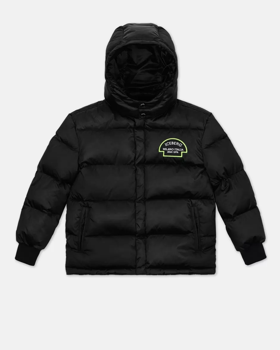 Best Sale Quilted Jacket With Hood And Logo Kids/BOY Boy Fw24